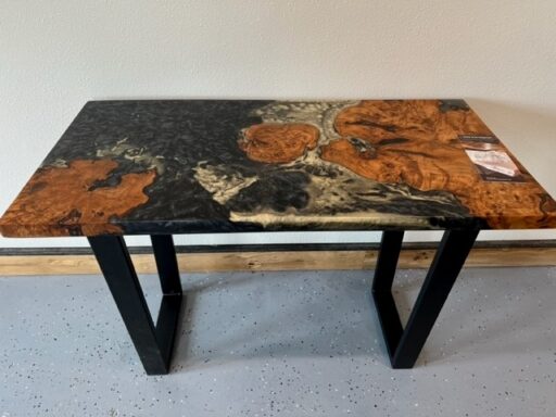 Cherry wood burl and epoxy table