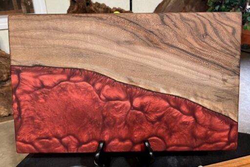 Walnut and red epoxy serving tray RGW